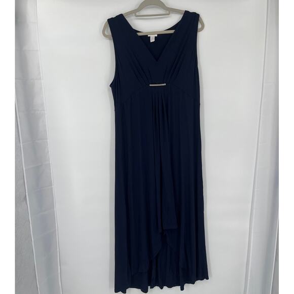 Vtg 90s Chico's Babydoll Maxi Dress Sz 16 Chicos 3 Asymmetrical Coastal Minimal - Picture 13 of 13